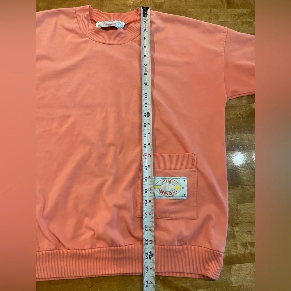 HM‎ ABERNATHY Vintage 80s Peach Pullover Short Sleeve Lightweight Top Small - Picture 5 of 8